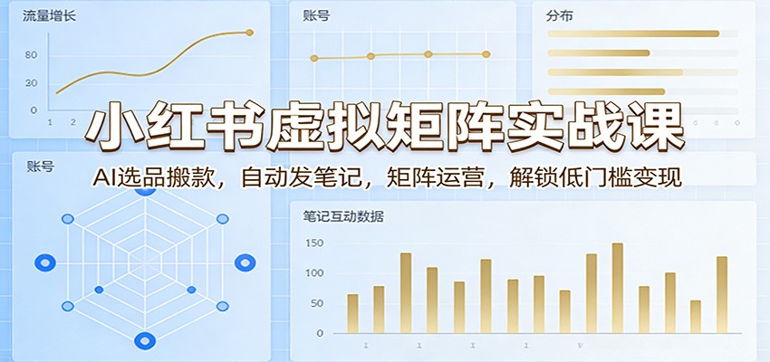 小红书虚拟矩阵实战课：AI选品搬款，自动发笔记，矩阵运营，解锁低门槛变现 - 渡客网创