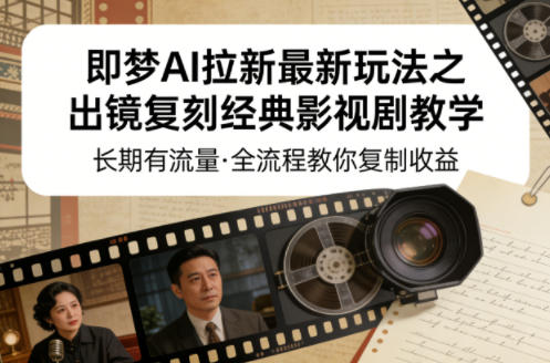 即梦AI拉新最新玩法之出镜复刻经典影视剧教学，长期有流量，全流程教你复制收益 - 渡客网创
