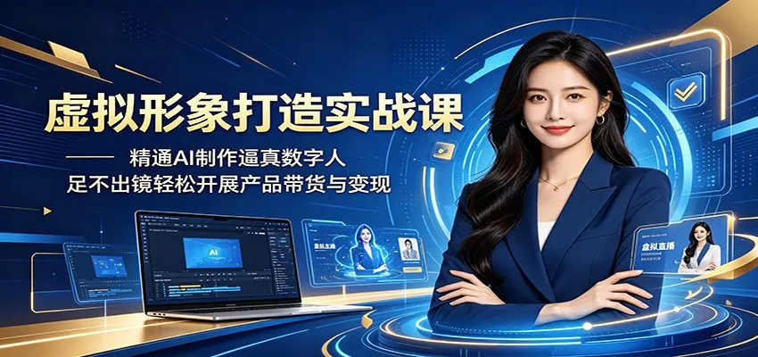 虚拟形象打造实战课:精通AI制作逼真数字人,足不出镜轻松开展产品带货与变现 - 渡客网创