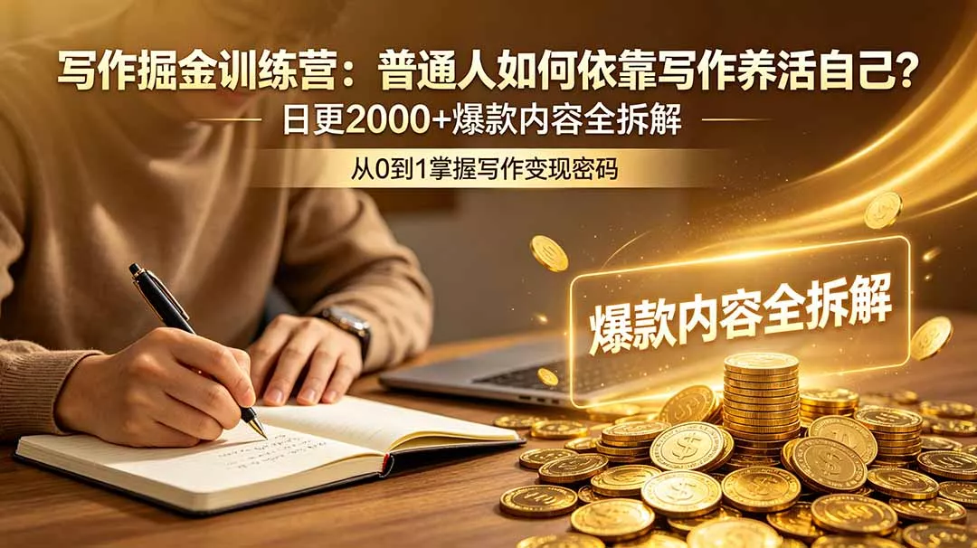 写作掘金训练营：普通人如何依靠写作养活自己？日更2000+爆款内容全拆解 - 渡客网创