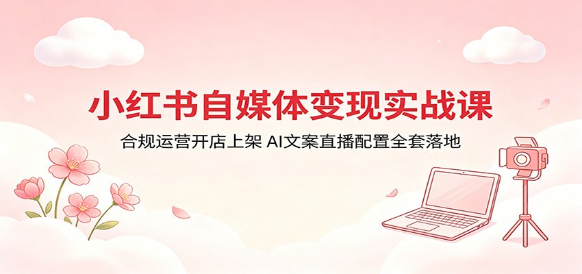 小红书自媒体变现实战课：合规运营开店上架，AI文案直播配置全套落地 - 渡客网创