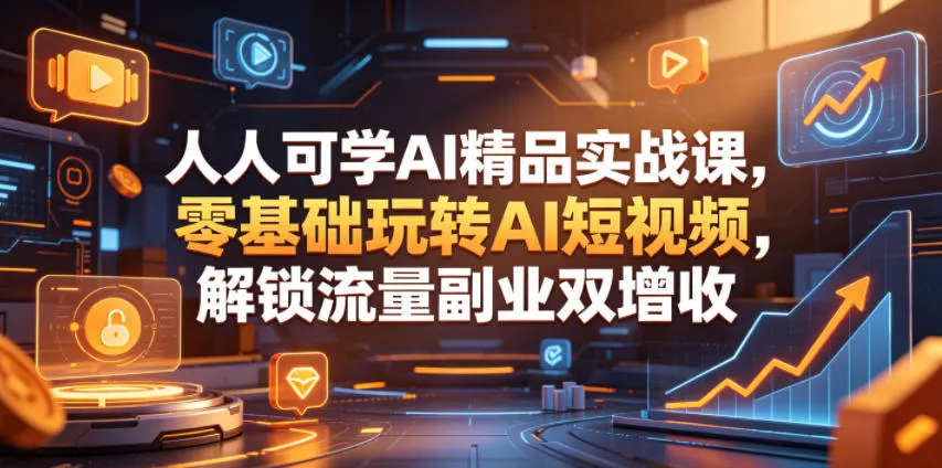 人人可学AI精品实战课，零基础玩转AI短视频，解锁流量副业双增收 - 渡客网创