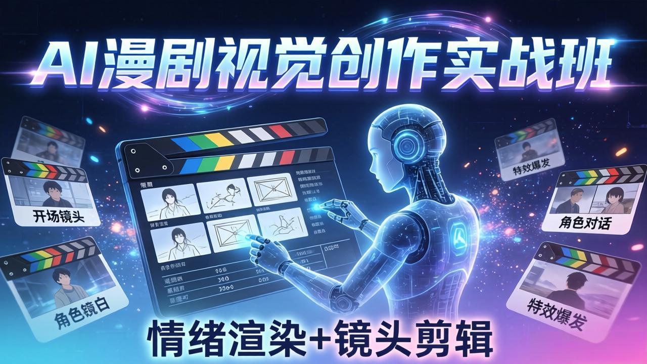 AI漫剧视觉导演思维实战班，从脚本到成片全掌握，分镜设计情绪渲染一站学会 - 渡客网创