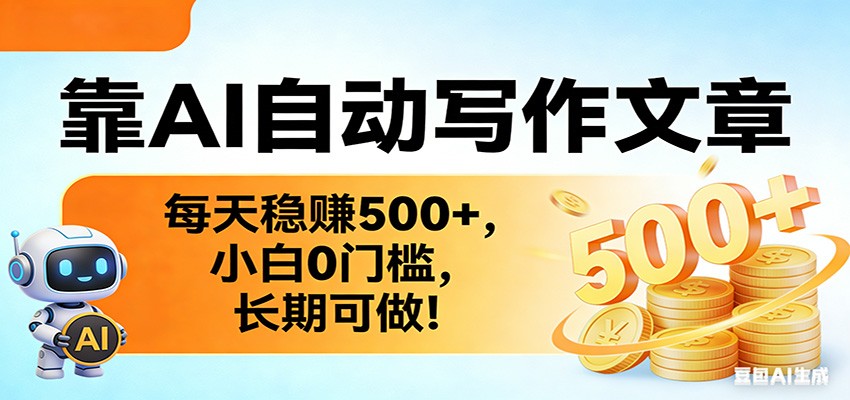 靠AI自动写作文章，每天稳赚500+，小白0门槛，长期可做！ - 渡客网创