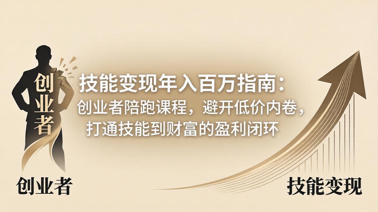技能变现年入百万指南：创业者陪跑课程，避开低价内卷，打通技能到财富的盈利闭环 - 渡客网创