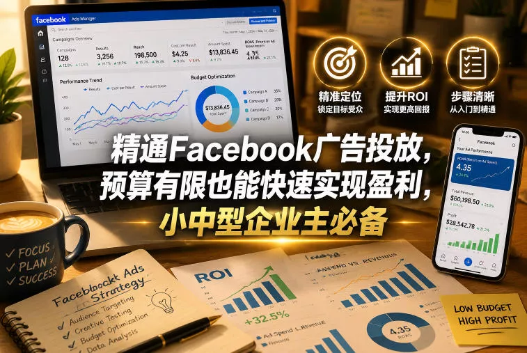 精通Facebook广告投放，预算有限也能快速实现盈利，小中型企业主必备【原创双语字幕】 - 渡客网创