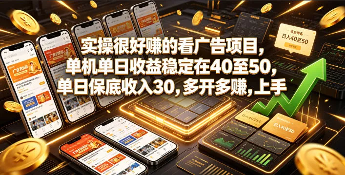 实操很好賺的看广告项目，单机单日收益稳定在40至50，单日保底收入30，多开多賺，上手就能变现【揭秘】 - 渡客网创