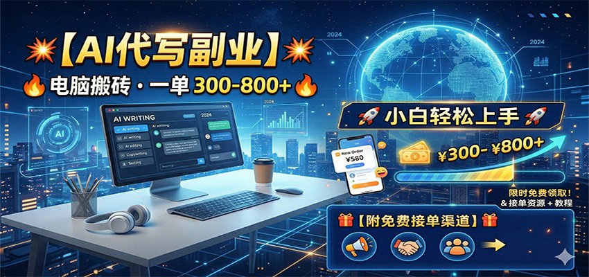 AI代写副业，电脑搬砖，一单300-800+，小白轻松上手，附免费接单渠道 - 渡客网创