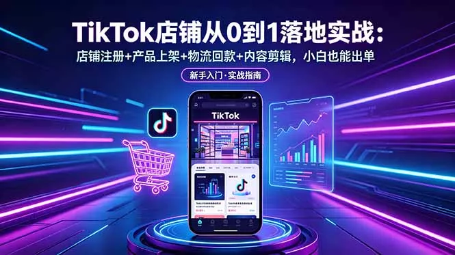 TikTok店铺从0到1落地实战：店铺注册+产品上架+物流回款+内容剪辑，小白也能出单 - 渡客网创