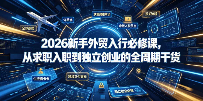2026新手外贸入行必修课，从求职入职到独立创业的全周期干货 - 渡客网创