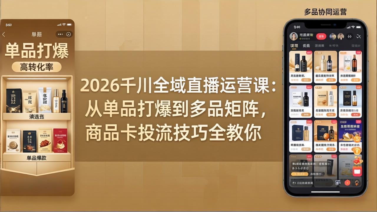 2026千川全域直播运营课：从单品打爆到多品矩阵，商品卡投流技巧全教你 - 渡客网创