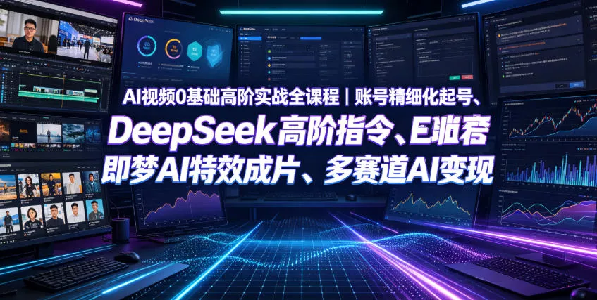 AI视频0基础高阶实战全课程｜账号精细化起号、DeepSeek高阶指令、即梦AI特效成片、多赛道AI短视频量产变现 - 渡客网创