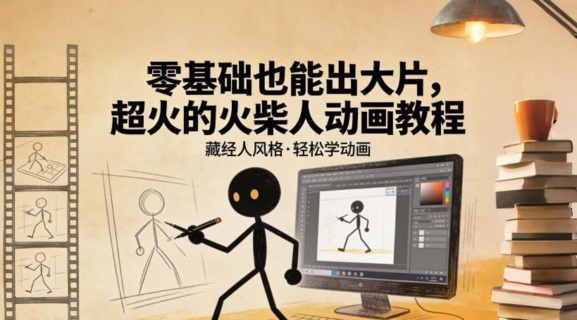 零基础也能出大片，超火的火柴人动画教程(藏经人风格) - 渡客网创