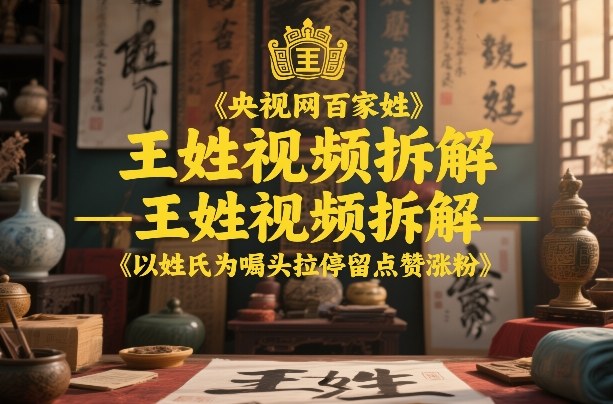 央视网百家姓–王姓视频拆解，以姓氏为噱头拉停留点赞涨粉 - 渡客网创