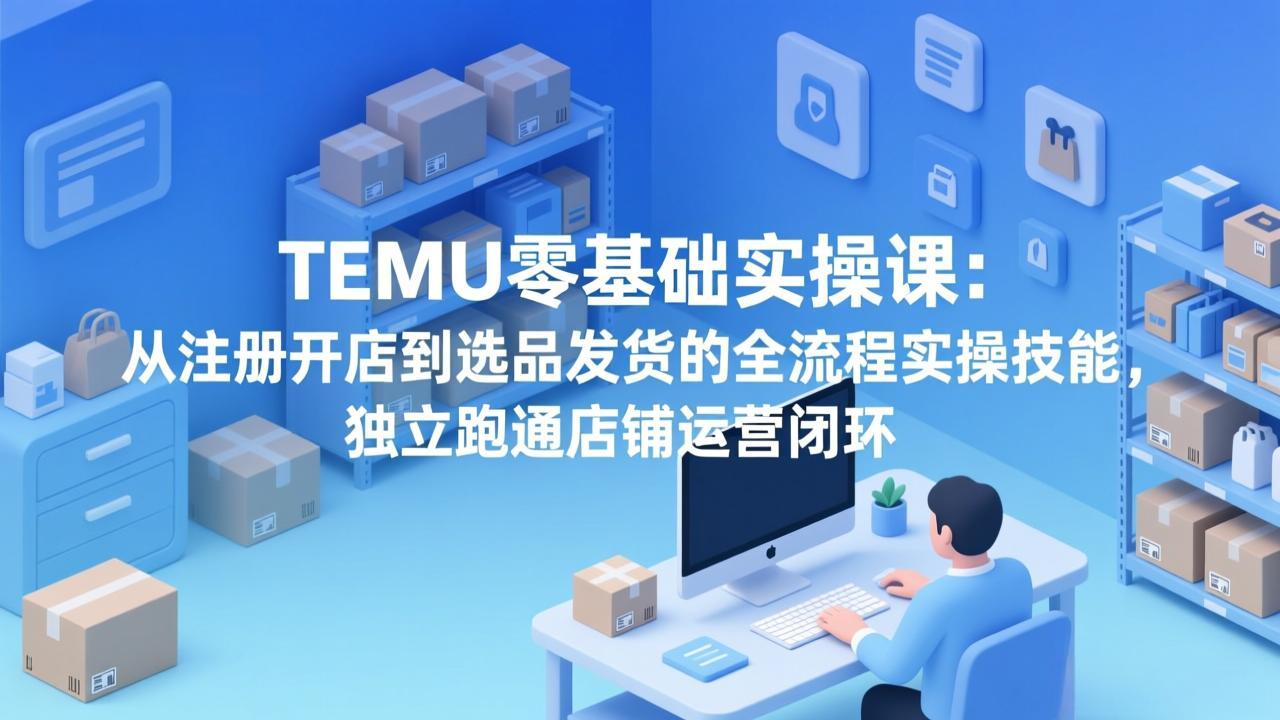 TEMU零基础实操课：从注册开店到选品发货的全流程实操技能，独立跑通店铺运营闭环 - 渡客网创