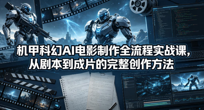 机甲科幻AI电影制作全流程实战课，从剧本到成片的完整创作方法 - 渡客网创