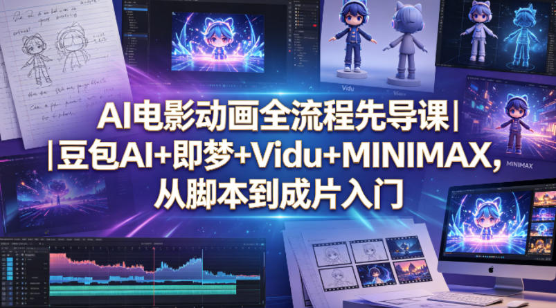 AI电影动画全流程先导课｜豆包AI+即梦+Vidu+MINIMAX，从脚本到成片入门 - 渡客网创