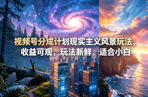 视频号分成计划现实主义风景玩法，收益可观，玩法新鲜，适合小白 - 渡客网创