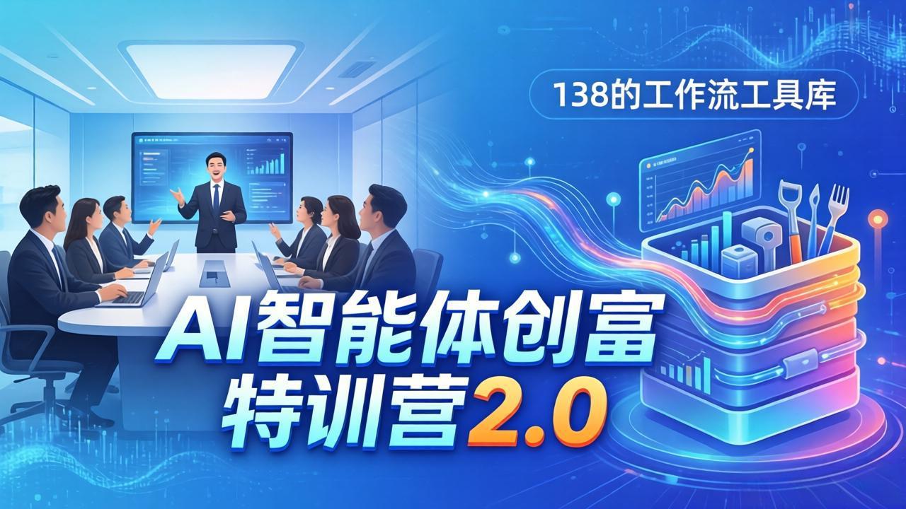 AI智能体创富训练营2.0：3天闭门直播+视频课+工具库，从0到1搭建智能体附138个工作流 - 渡客网创