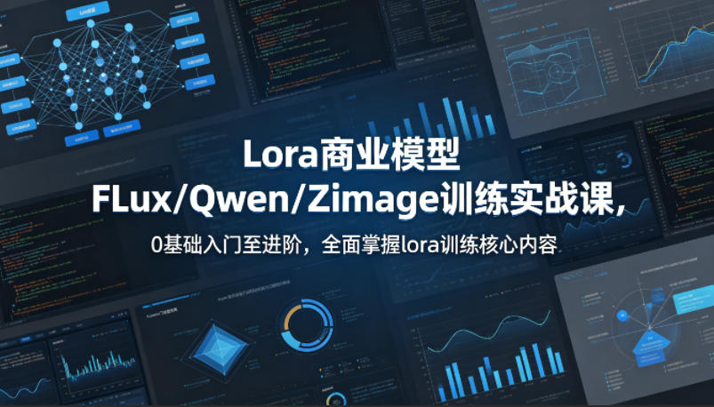 系统性学习Lora商业模型FLux／Qwen／Zimage训练实战课，0基础入门至进阶，全面掌握lora训练核心内容 - 渡客网创