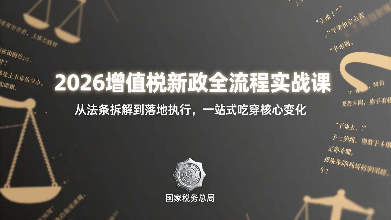 2026增值税新政全流程实战课：从法条拆解到落地执行，一站式吃透核心变化 - 渡客网创