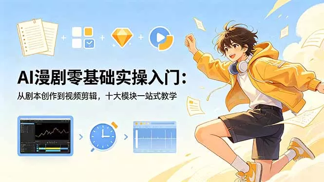 AI漫剧零基础实操入门：从剧本创作到视频剪辑，十大模块一站式教学 - 渡客网创