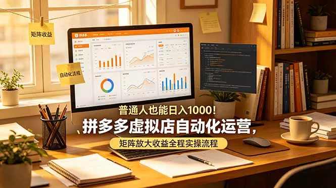 普通人也能日入 1000！拼多多虚拟店自动化运营，矩阵放大收益全程实操流程 - 渡客网创