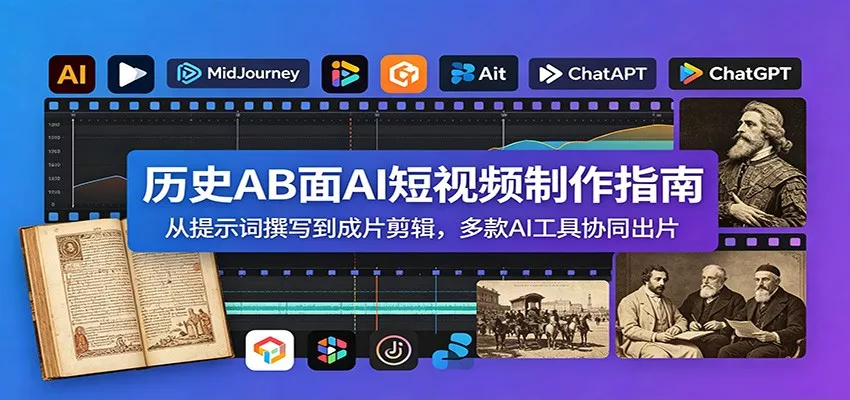 历史AB面AI短视频制作指南：从提示词撰写到成片剪辑，多款AI工具协同出片 - 渡客网创