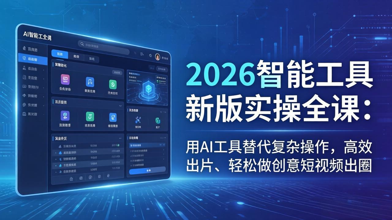 2026智能工具新版实操全课：用AI工具替代复杂操作，高效出片、轻松做创意短视频出圈 - 渡客网创