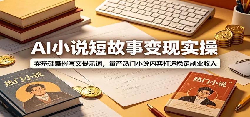 AI小说短故事变现实操：零基础掌握写文提示词，量产热门小说内容打造稳定副业收入 - 渡客网创