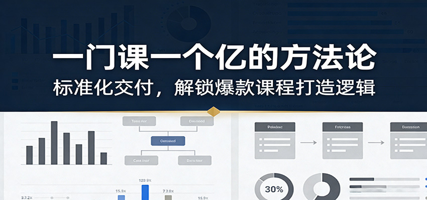 一门课一个亿的方法论：标准化交付，解锁爆款课程打造逻辑 - 渡客网创