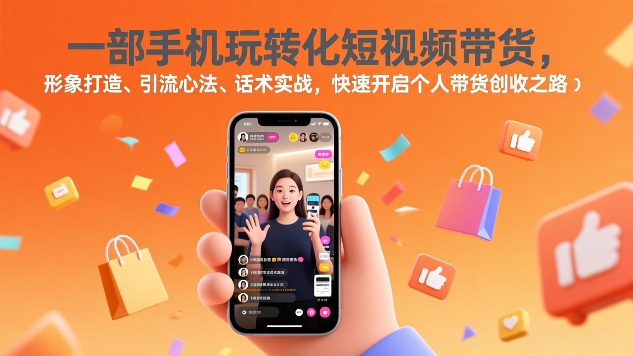 一部手机玩转化短视频带货，形象打造、引流心法、话术实战，快速开启个人带货创收之路 - 渡客网创