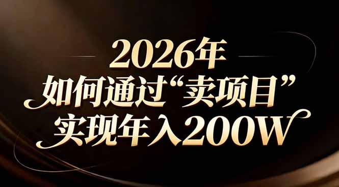 站在2026年的十字路口：一个普通人如何通过卖项目实现年入200万 - 渡客网创