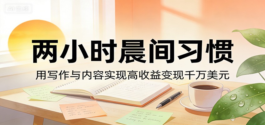 付费文章：两小时晨间习惯，用写作与内容实现高收益变现千万美元 - 渡客网创