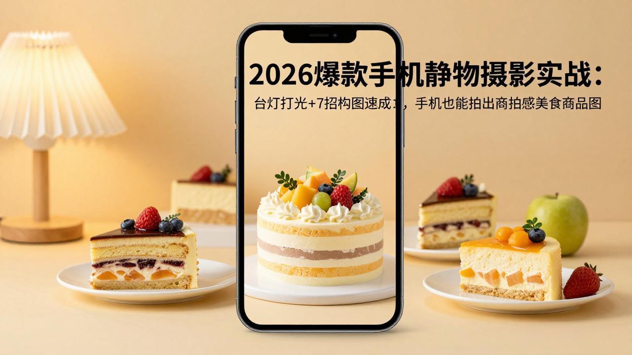 2026爆款手机静物摄影实战：台灯打光+7招构图速成，手机也能拍出商拍感美食商品图 - 渡客网创