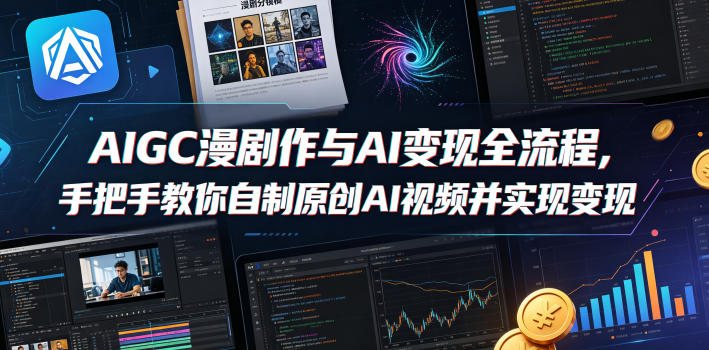 AIGC漫剧创作与AI变现全流程，手把手教你自制原创AI视频并实现变现 - 渡客网创