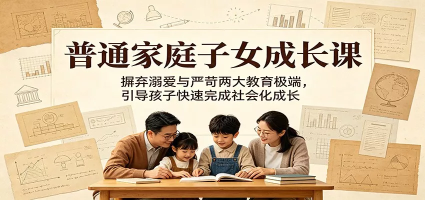 普通家庭子女成长课:摒弃溺爱与严苛两大教育极端,引导孩子快速完成社会化成长 - 渡客网创