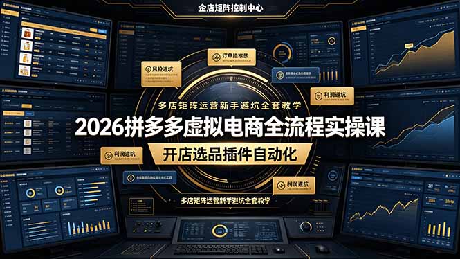 2026拼多多虚拟电商全流程实操课，开店选品插件自动化，多店矩阵运营新手避坑全套教学 - 渡客网创