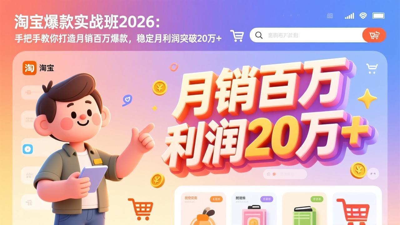 淘宝爆款实战班-2026年3月更新：手把手教你打造月销百万爆款，稳定月利润突破20万+ - 渡客网创