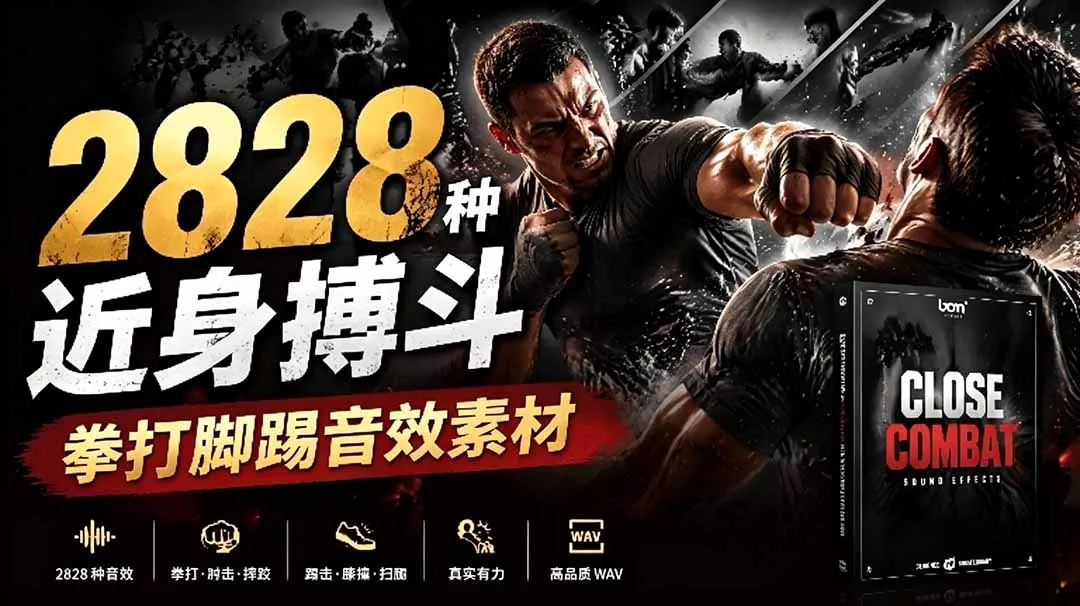 宝藏级别音效！2828种近身搏斗拳打脚踢音效素材，全部中文分类，免解压使用 Close Combat - 渡客网创