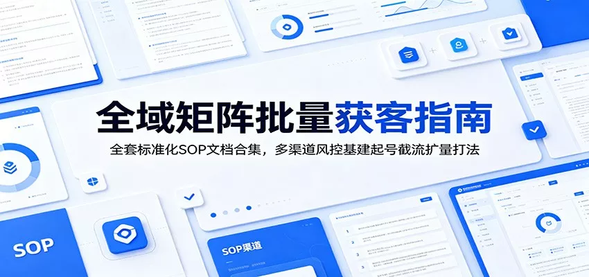 全域矩阵批量获客指南：全套标准化SOP文档合集，多渠道风控基建起号截流扩量打法 - 渡客网创