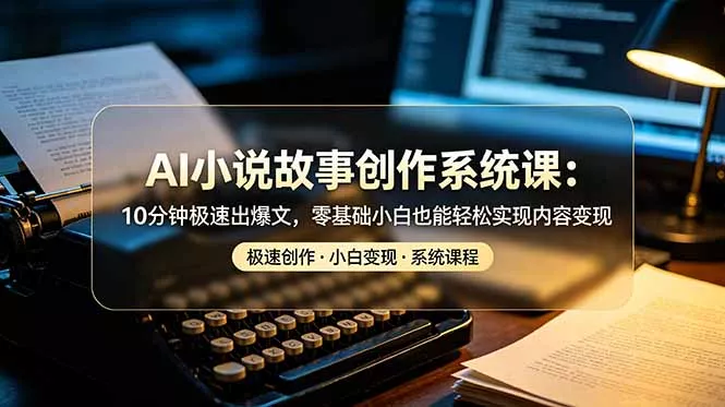 AI小说故事创作系统课：10分钟极速出爆文，零基础小白也能轻松实现内容变现 - 渡客网创