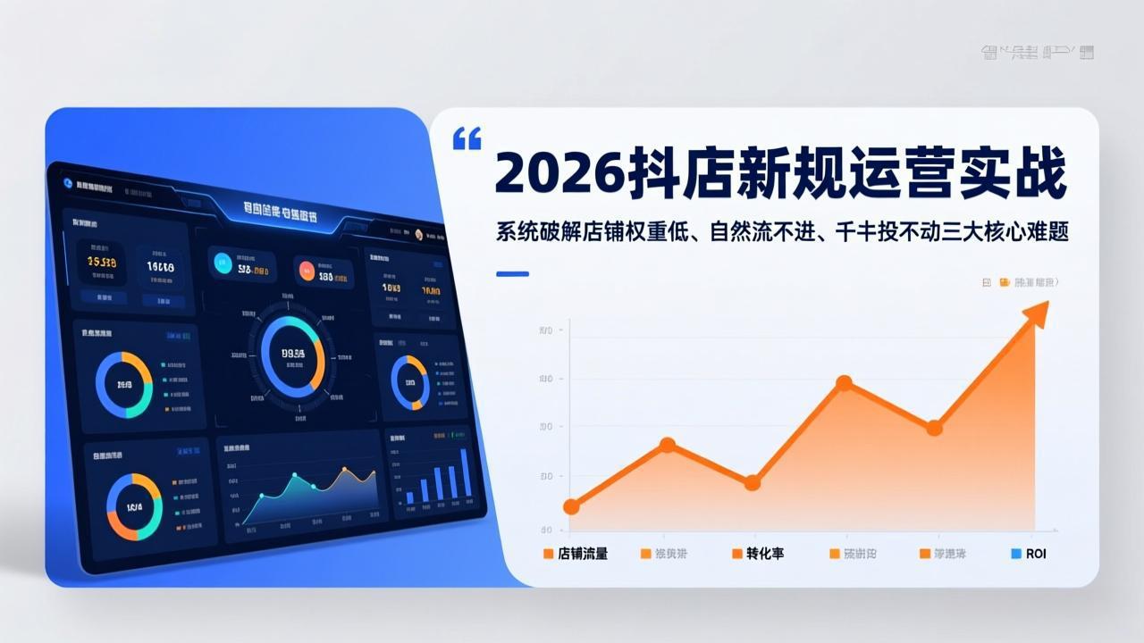 2026抖店新规运营实战：系统破解店铺权重低、自然流不进、千川投不动三大核心难题 - 渡客网创