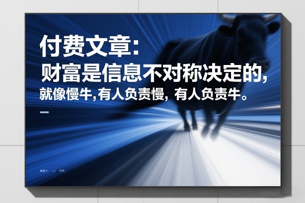 付费文章：财富是信息不对称决定的，就像慢牛，有人负责慢，有人负责牛 - 渡客网创