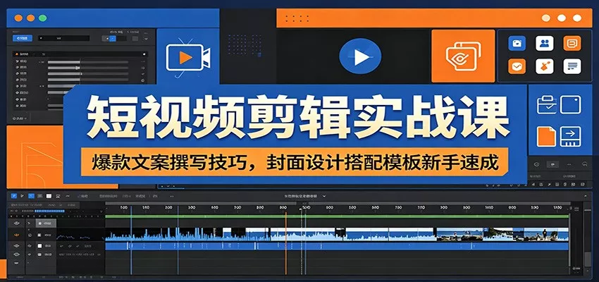 短视频剪辑实战课：爆款文案撰写技巧，封面设计搭配模板新手速成 - 渡客网创