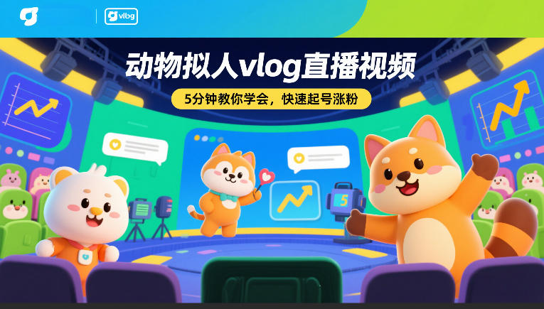 动物拟人vlog直播视频，5分钟教你学会，快速起号涨粉 - 渡客网创