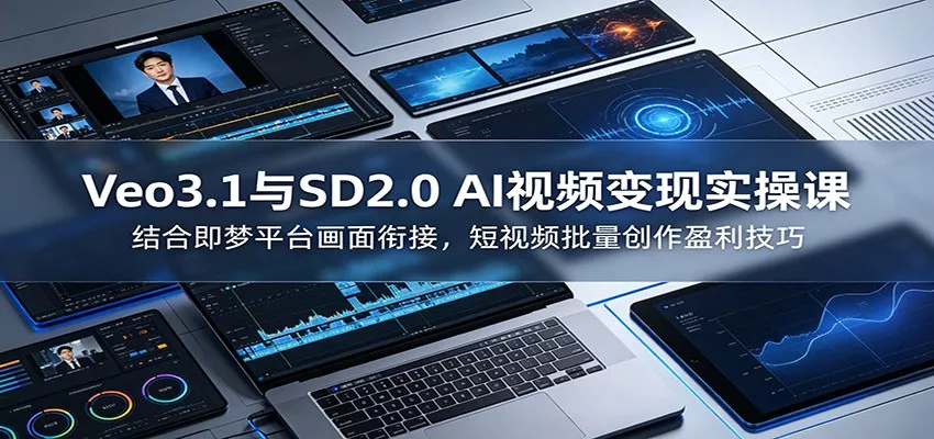Veo3.1与SD2.0 AI视频变现实操课课：结合即梦平台画面衔接，短视频批量创作盈利技巧 - 渡客网创