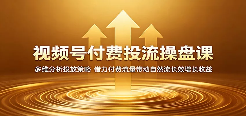 视频号付费投流操盘课：多维分析投放策略，借力付费流量带动自然流长效增长收益 - 渡客网创