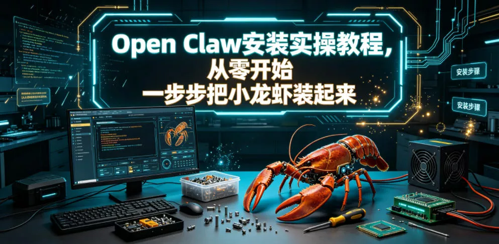 Open Claw安装实操教程，从零开始一步步一步步把小龙虾装起来 - 渡客网创