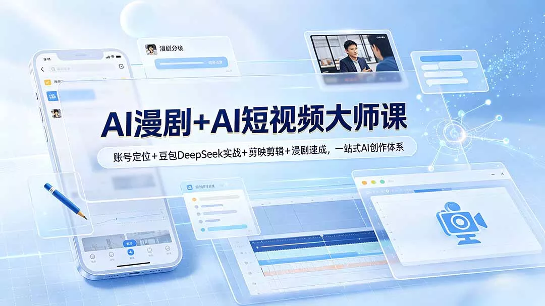 AI漫剧+AI短视频大师课：账号定位+豆包DeepSeek实战+剪映剪辑+漫剧速成，一站式AI创作体系 - 渡客网创